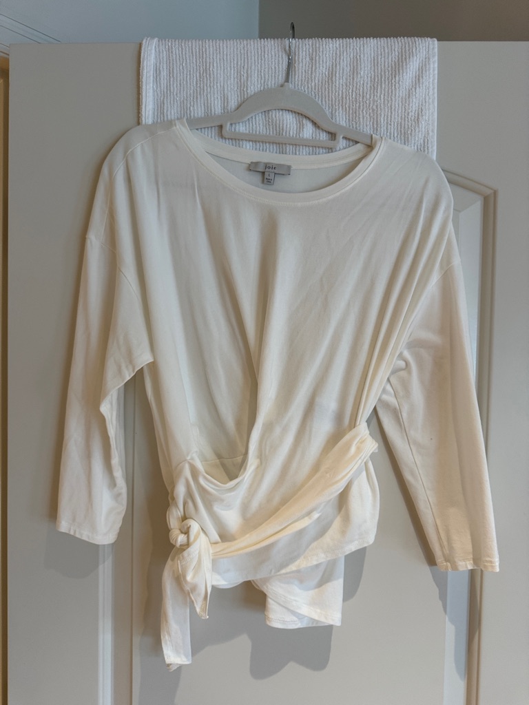 Joie Cream Long-Sleeve Tie-Front Top
